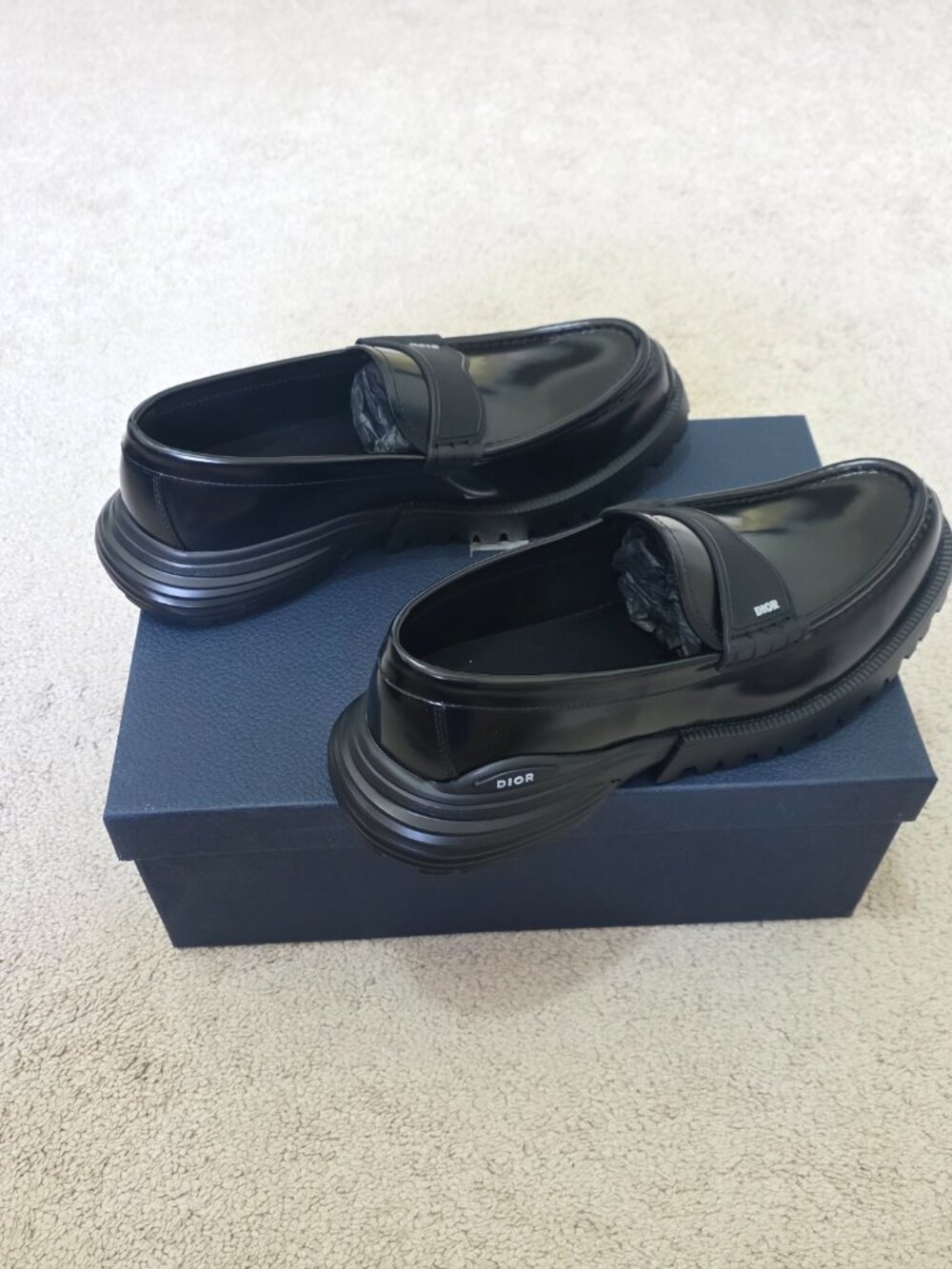 DIOR HOMME Black Polished Calfskin Combat Loafer 45 - Picture 5 of 10